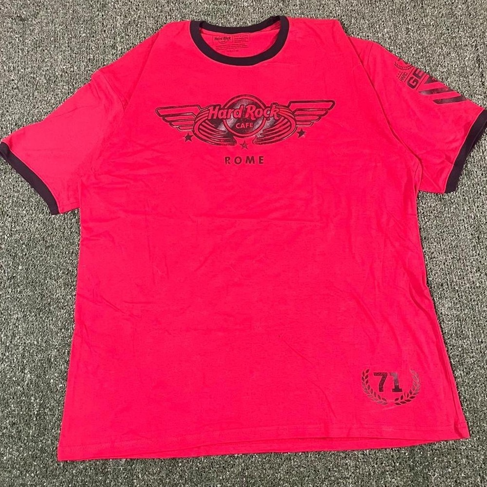 Hard Rock Cafe Rome Graphic Tee Red Black Ringer Oversized XXL 0177